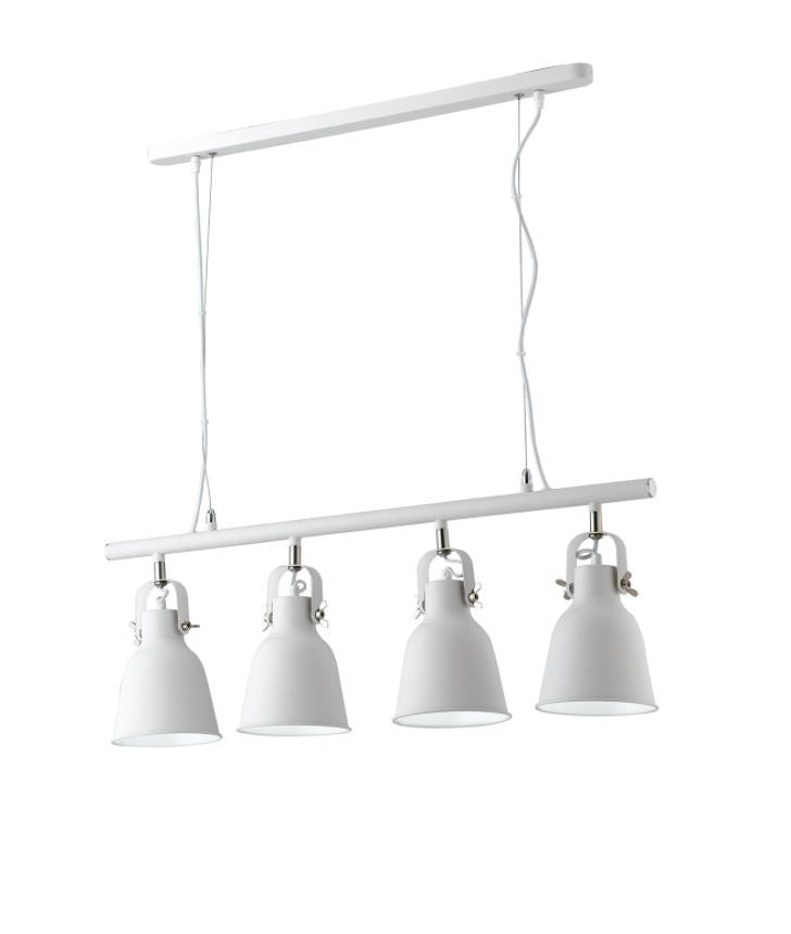 Sospensione 4 luci metallo bianco rifiniture nichel spot orientabili 4XE27 non incl. LEGEND Sospensione 4 luci metallo bianco rifiniture nichel spot orientabili 4XE27 non incl. LEGEND